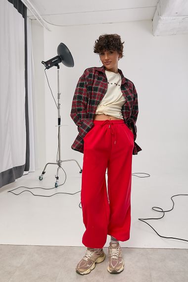 Картата сорочка з подовженою спинкою - червоний цвет, L (є розміри) | Зображення 2