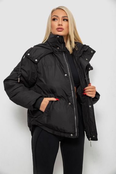 Куртка женская зимняя короткая, цвет черный, 244R983 | Зображення 3