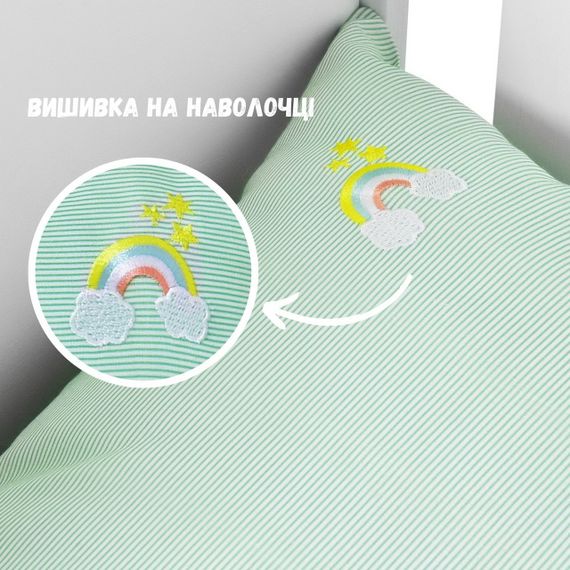 Детский комплект постельного белья в кроватку PAPAELLA с вышивкой, хлопок мята (8-35772*002) | Зображення 5