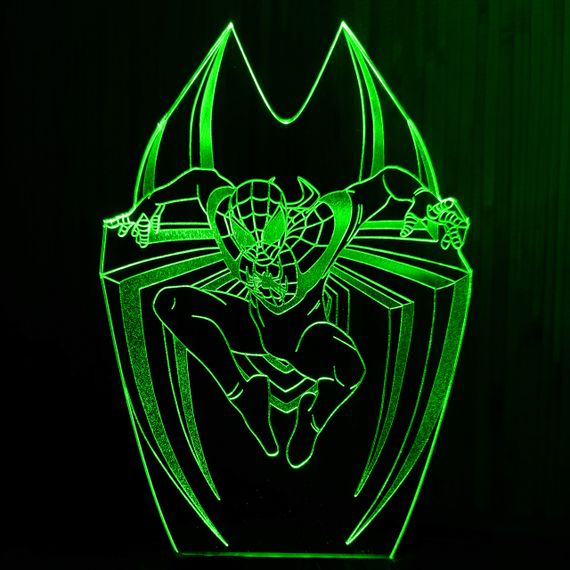 Акриловий світильник-нічник Людина-Павук 2 (Spider-Man) зелений tty-n001067