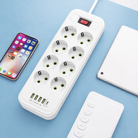 Мережевий подовжувач/фільтр/розгалужувач (D6) 6х220V + 4хUSB+ 1хType-C 3 метри