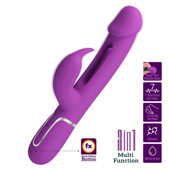 Вибратор с стимулятором клитора PRETTY LOVE - Kampas Rabbit 3 in 1 Purple, BW-500025-3 sexstyle | Зображення 1