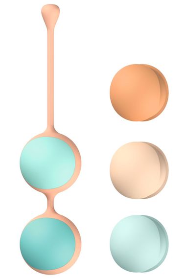 Вагинальные шарики Liebe Kewos — Peach/Mint, 5 шариков в комплекте, 15, 25, 35, 45 и 55 г | Зображення 1