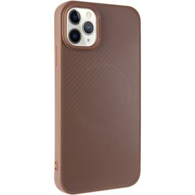 TPU чохол Carbon Protective with Magsafe для Apple iPhone 12 Pro / 12 (6.1") Coffee