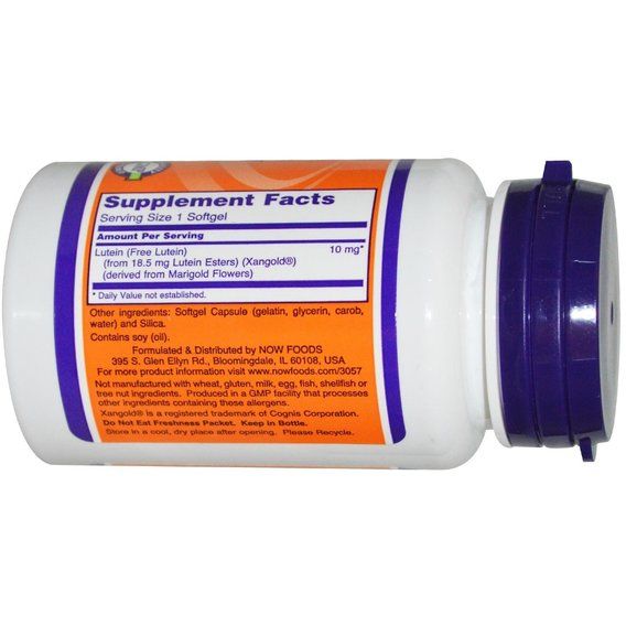Лютеин NOW Foods Lutein 10 mg 120 Softgels | Зображення 1