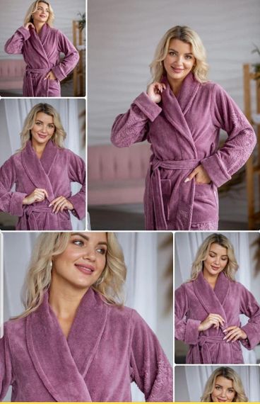 Женский халат Nusa 8650 махровый, фуксия 2XL | Зображення 2