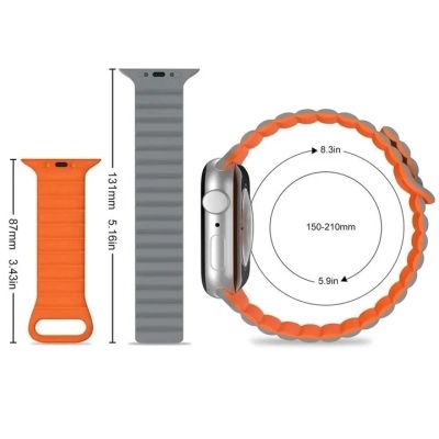 Ремінець до смарт-годинника Drobak Silicone Magnetic Link для Apple Watch All Series Ultra 2 49/45/44/42mm Black Orange (898930) | Зображення 2