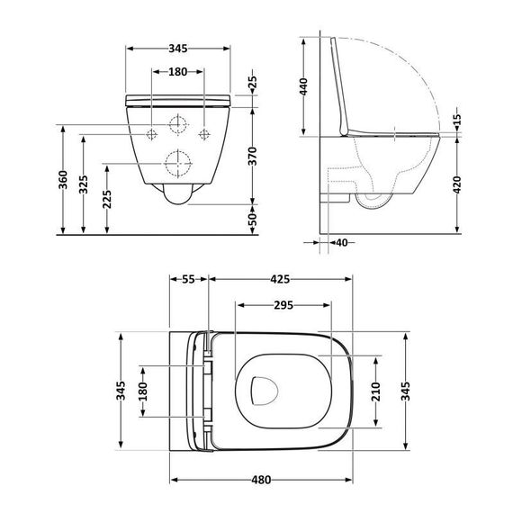 Унитаз подвесной Tern Ultra Quiet 490×365×325 мм, Stone Grey, c сиденьем Slim Duroplast / Soft-close / Quick Release | Зображення 1