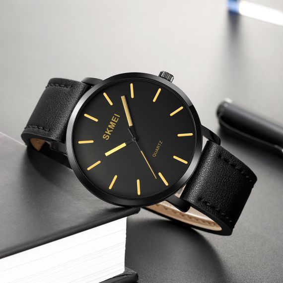 Skmei 1984LGD Gold-leather belt | Зображення 3
