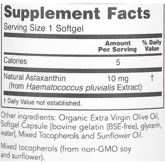 Астаксантін Protocol for Life Balance Astaxanthin 10 mg 60 Softgels | Зображення 1