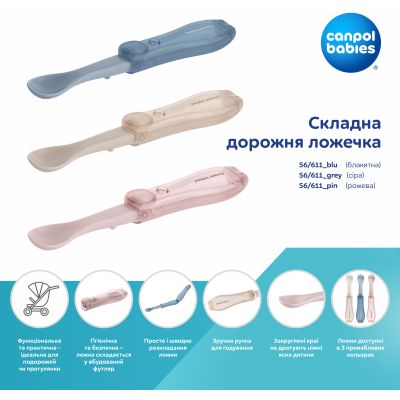 Набір дитячого посуду Canpol babies Ложечка cкладна дорожня - рожева (56/611_pin) | Зображення 5