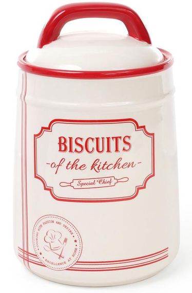 Банка керамічна Red&Blue BISCUITS 1250мл, для печива, червона