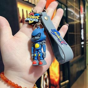 Брелок Сонік із мультфільму (Sonic the Hedgehog) на карабіні з ремінцем Брелок фігурка Сонік для ключів і рюкзака Сірий