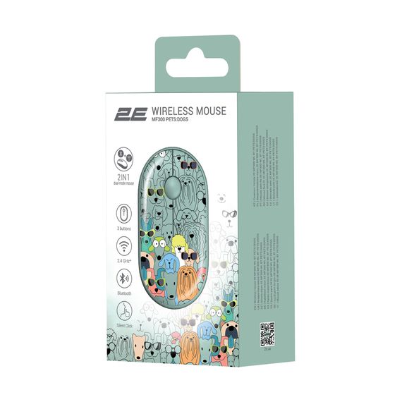 Мишка 2E MF300 PETSDOGS Silent Wireless/Bluetooth Green (2E-MF300WPETSGN) | Зображення 5