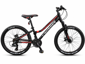 Велосипед горный 24" Crosser Levin рама 12", 21 скорость Shimano, дисковые тормоза, алюминий Красный