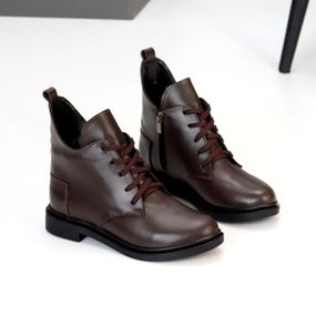 Дизайнерські шкіряні зимові зимові черевики асиметричний дизайн кольору Шоколад 38