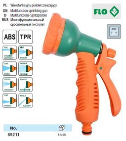 Ороситель пистолет Польша 8 режимов 1/2" ABS-пластик FLO-89211