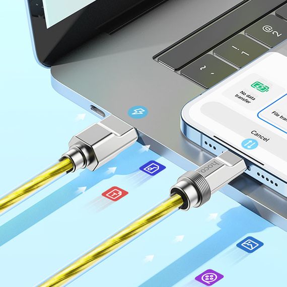 Дата кабель Hoco U113 Solid 2.4A USB to Lightning (1m) Gold | Зображення 3