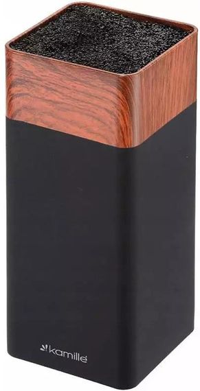 Підставка Kamille Acacia Black, колода для ножів 9.5х9.5х22см з поліпропіленовим наповнювачем