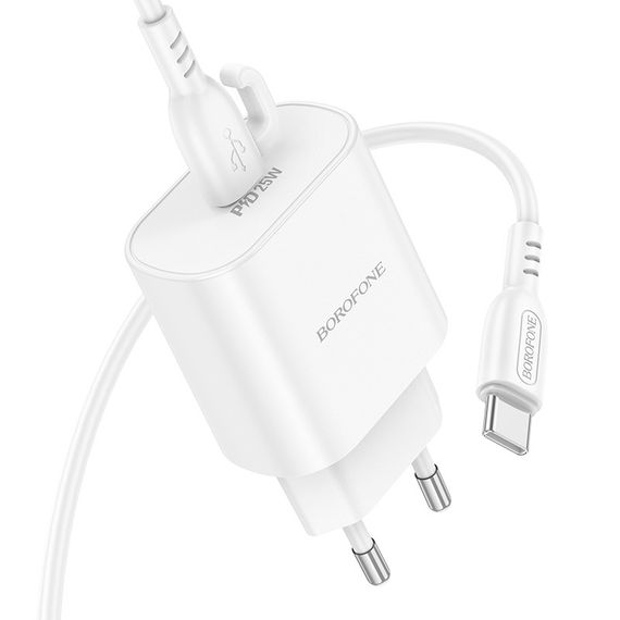 Набір BOROFONE BA82A СЗУ USB-C+ кабель Type-C, PD25W, 1м, White, Box | Зображення 5