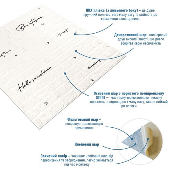 Панель стінова 3D 700х700х4мм Напис із сріблом SW-00001980 | Зображення 1