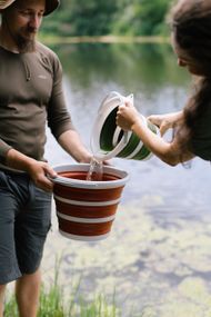Відро складне Tribe 5л без кришки оливкове, туристичне силіконове водонепроникне, складане відро для кемпінгу риболовлі