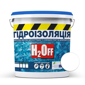 Гидроизоляция универсальная акриловая краска мастика H2Off Белая 6 кг