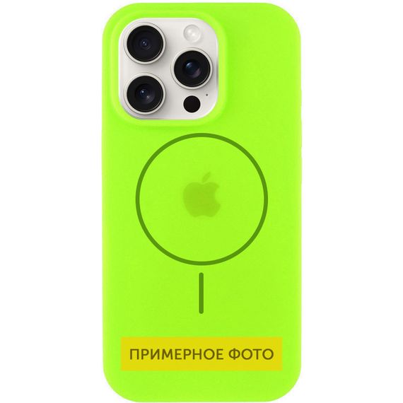 Чехол Silicone Case Full Protective (AA) with MagSafe для Apple iPhone 16 Plus (6.7") Салатовый / Neon green