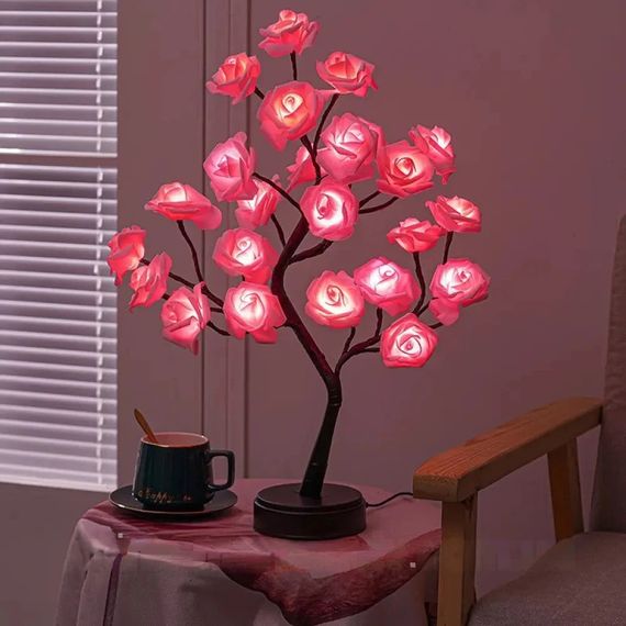 Настільний світильник з дерева з трояндами 24LED XPRO (23457471801_395)