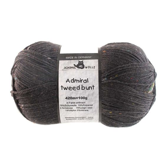 Шкарпеткова пряжа Schoppel Admiral Tweed Bunt, 8805 Графіт