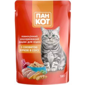 Пан Кот КУРКА в соусі, пауч 100г (24шт/уп).