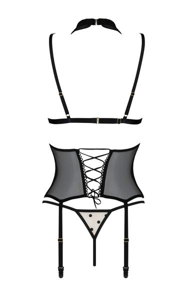Корсет з відкритими грудьми Passion DOMINICA CORSET XXL/XXXL beige, пажі для панчіх, стрінги | Зображення 3