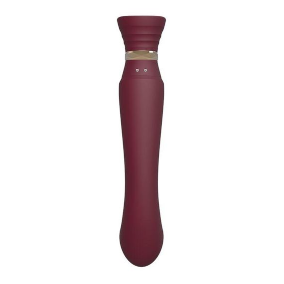 Смартвібратор 3в1 Zalo — Queen Wine Red, пульсівна перлина та вакуум, кристал Swarovski Sex Aura | Зображення 9