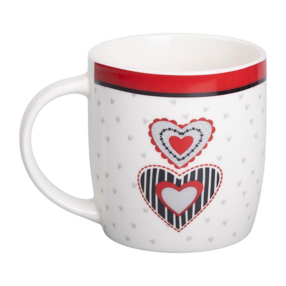 Чашка фарфоровая 400 (мл) с сердечками для чая и кофе Lugi RX-N240147W