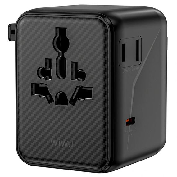 Мережевий універсальний перехідник WIWU UA010 Warrior GaN 45W + 2USB-A/3C Black | Зображення 3