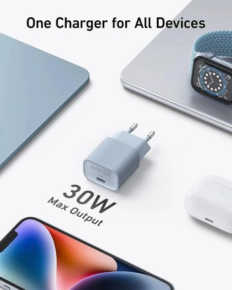 Мережевий зарядний пристрій Anker PowerPort 511 Nano IV - 30W USB-C White | Зображення 2