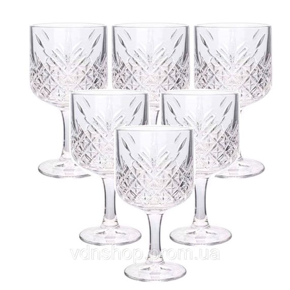 Бокалы для вина на высокой ножке набор 6 шт винный бокал стеклянный прозрачный 400 мл HP-YH-44