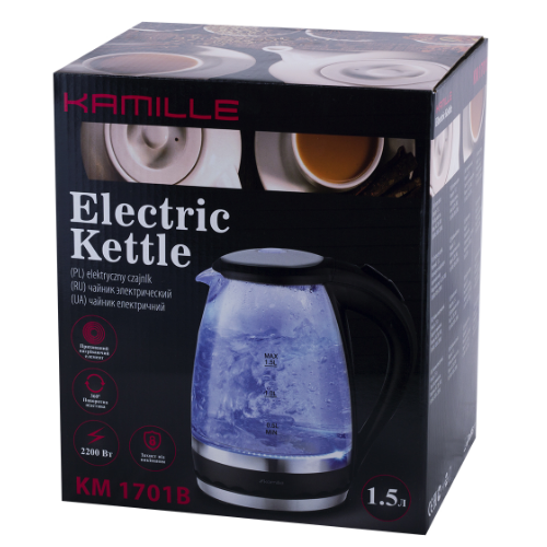 Електрочайник 1,5л з синім LED-підсвічуванням 1701B KAMILLE | Зображення 4