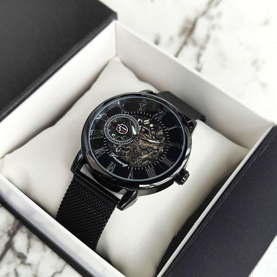 Механічний класичний чоловічий  Forsining 8099 Black Steel | Зображення 2
