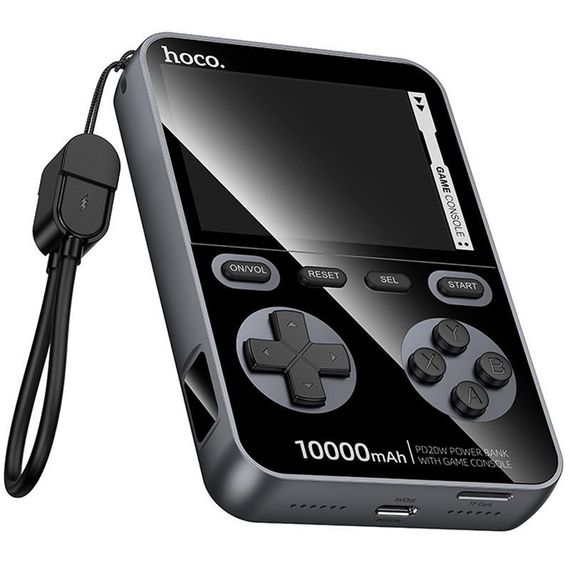 Портативний ЗП Power Bank Hoco Q47 Shine PD20W with cable + Game Console 10000 mAh Metal gray | Зображення 3