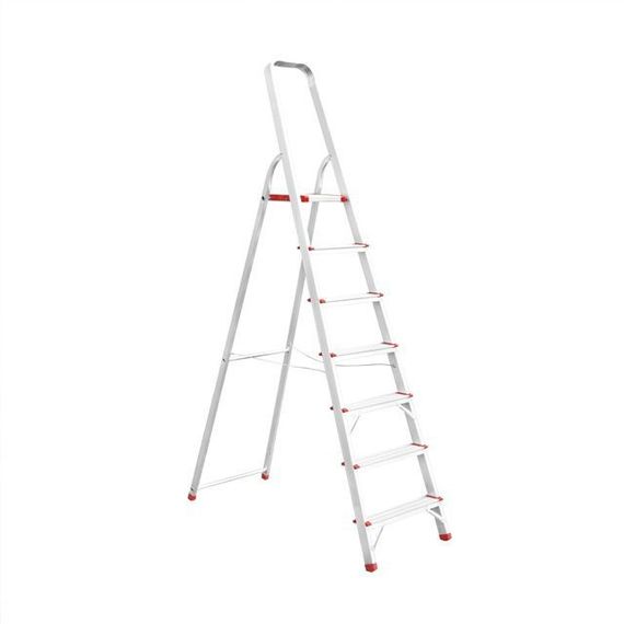 Драбина алюмінієва, 7 сходинок, висота: 2005 мм, висота до платформи: 1500 мм, 150 кг INTERTOOL LT-1007