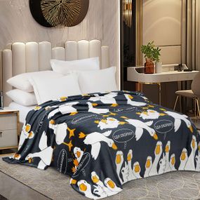 Плед флісовий Гуси Чорний Love You 150 x 200 см