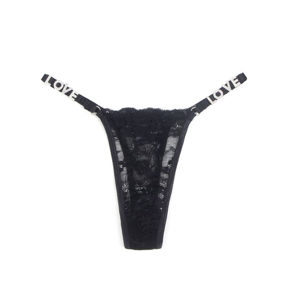 Стринги кружевные Star Night с декором стразами Love ,черные, S sexstyle | Зображення 5