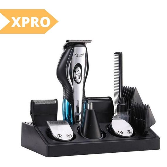 Машинка для стрижки XPRO Kemei LFQ-KM-5031 11в1 Чорний/Сріблястий/Синій (MER-13405_536) | Зображення 1