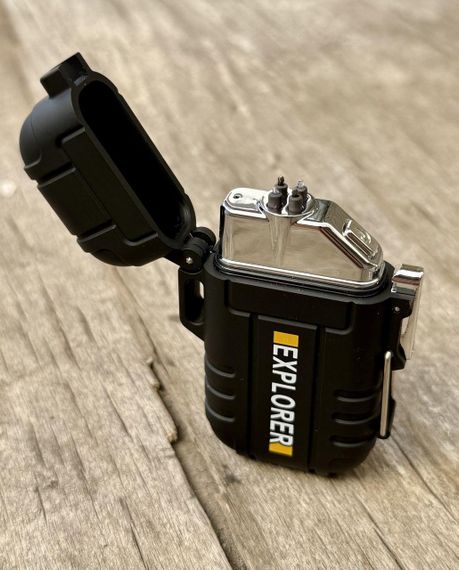 Электроимпульсная USB зажигалка Explorer FR171, две дуги в водонепроницаемом корпусе - Black | Зображення 2