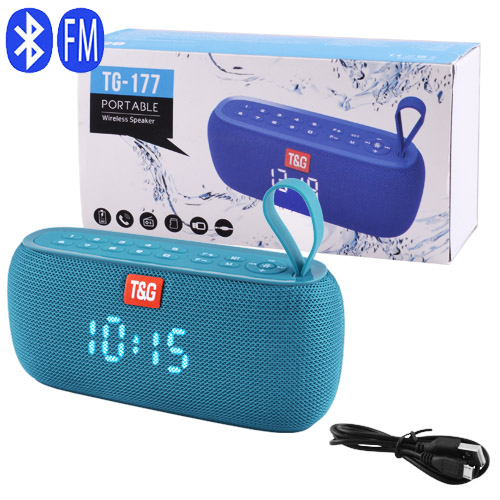 Портативная колонка TG177, Bluetooth, радио, Power Bank, часы, speakerphone, аквамарин | Зображення 3