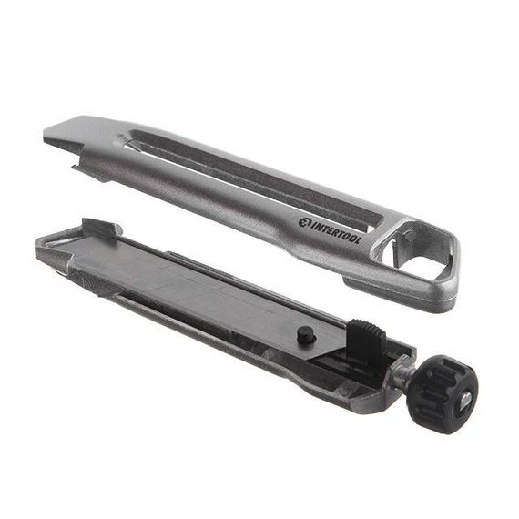 Ніж металевий посилений лезо 18 мм, з гвинтовою фіксацією леза. INTERTOOL HT-05121 | Зображення 3