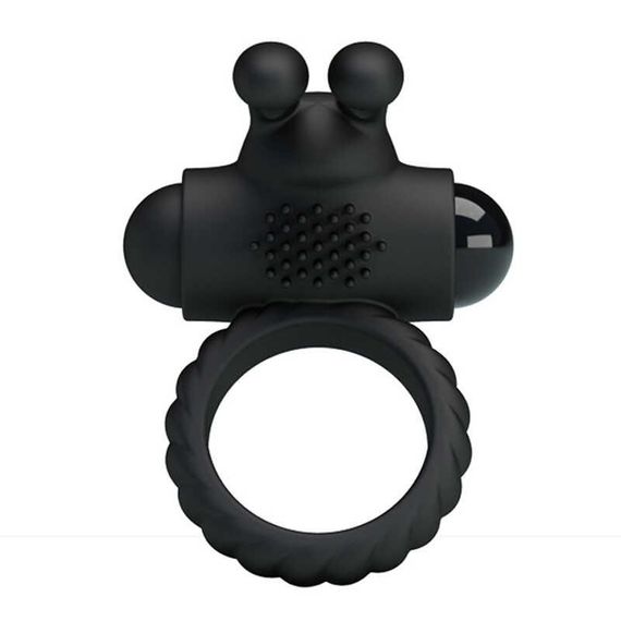 Ерекційне віброкільце Pretty Love, чорне, силікон Sex Aura