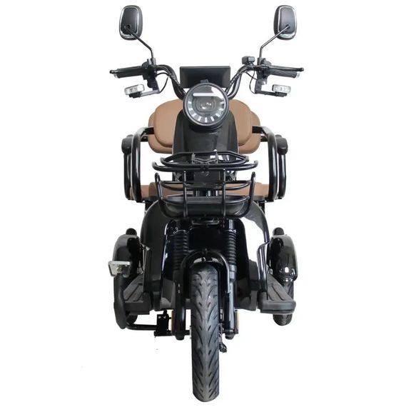 Електротрайк Crosser Vagon TR-4 1000W 72V 24Ah, триколісний електроскутер 3 місця до 60 км (чорний) | Зображення 1