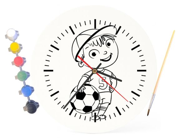 Детский набор для творчества часы раскраска Мальчик футболист 30 см (Г0202) | Зображення 2